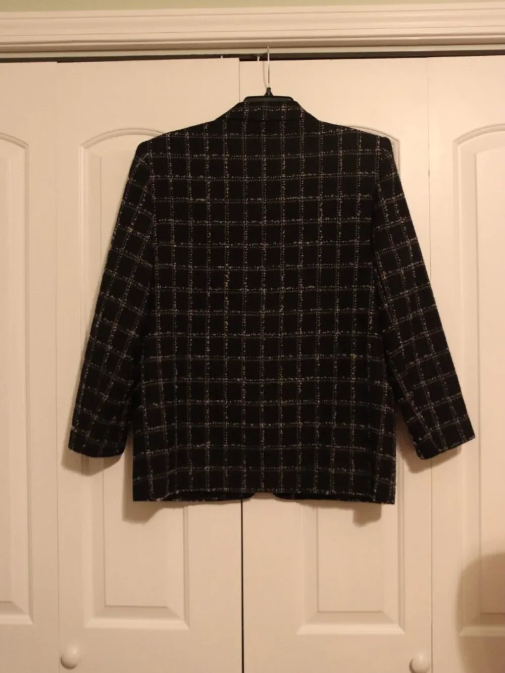 ALfred Dunner Black/White Tweed Wool Blazer Single Button Closure SIze 14